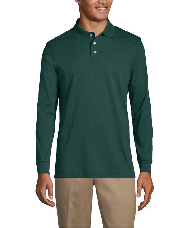 ランズエンド メンズ トップス ポロシャツ Lands End Mens Long Sleeve Interlock Polo Shirt Evergreen