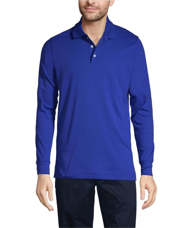 ランズエンド メンズ トップス ポロシャツ Lands End Mens Long Sleeve Interlock Polo Shirt Cobalt コバルト