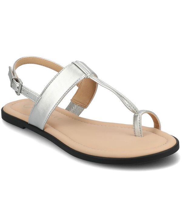 ジュルネ コレクション レディース シューズ サンダル Journee Collection Womens Gerra TStrap Toe Ring Flat Sandals Silver シルバー