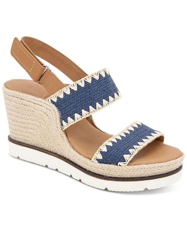ジェントルソウルズ レディース シューズ サンダル Gentle Souls Womens Evora StitchedTrim Wedge Sandals Navy Textile ネイビー
