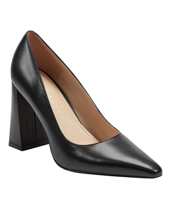 マーク・フィッシャー レディース シューズ パンプス ヒール Marc Fisher LTD Womens Minny Tapered Block Heel Pumps Black Leather ブ