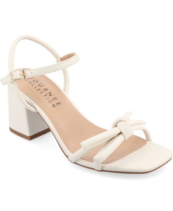 ジュルネ コレクション レディース シューズ サンダル ヒール Journee Collection Womens Meryl Bow Block Heel Dress Sandals Bone