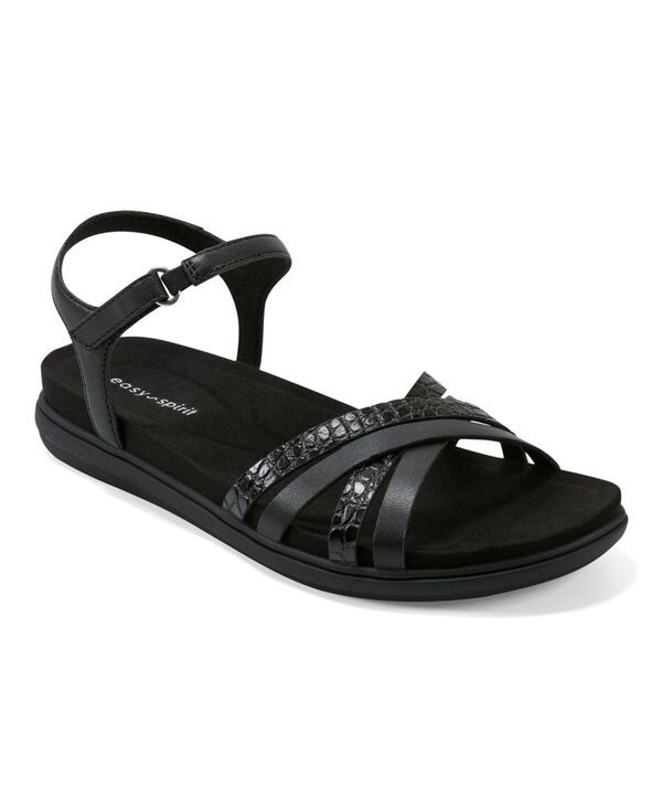 イージースピリット レディース シューズ サンダル アンクル Easy Spirit Womens Dottle AnkleStrap Comfort Sandals blackCroco Faux