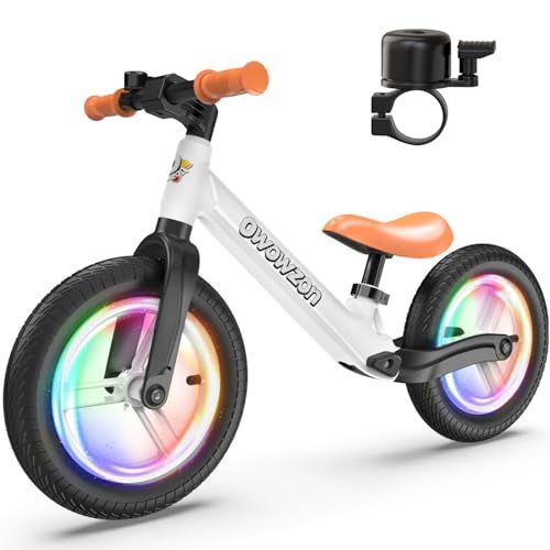 ペダルなし自転車 キッズバイク 子供用 光るゴムタイヤ ベル付き 12インチ（30.5cm) 超軽量 持ち運び便利 調整可能シート おしゃれ 乗り物 乗用玩具 おもちゃ お祝い クリスマス プレゼント 男の子 女の子 子供の日 誕生日 ES77pms