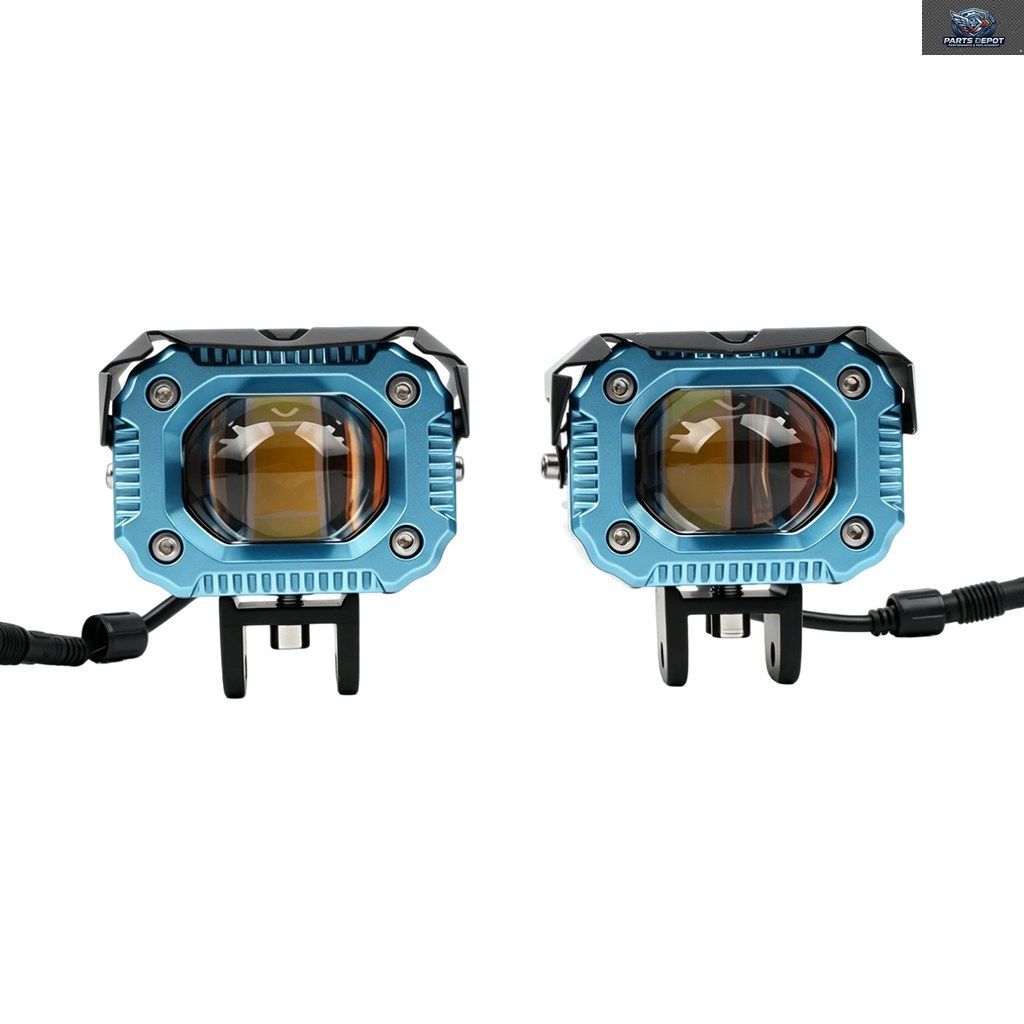 10V-60V オートバイ用 LED フォグランプ 70W 14000LM ドライビングスポットライト デュアルカラー ストロボ ワークライト 5 モード スポッ