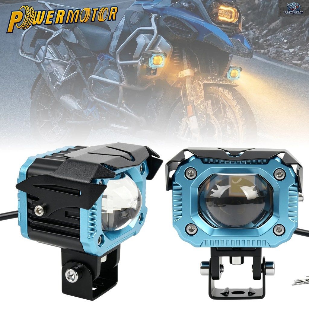 10V-60V オートバイ用 LED フォグランプ 70W 14000LM ドライビングスポットライト デュアルカラー ストロボ ワークライト 5 モード スポッ