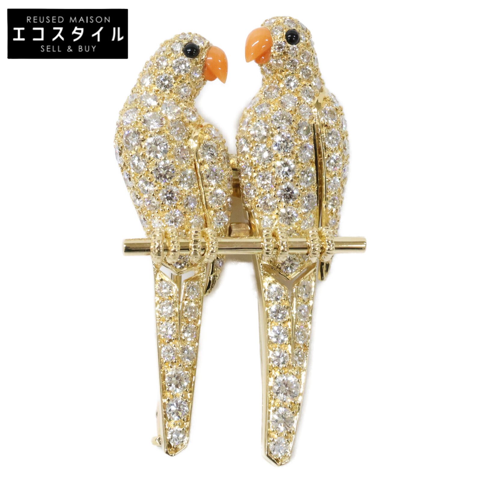 Cartier　カルティエ　仕上げ済み 750 ダイヤ ラブバード コモレス ブローチ　-