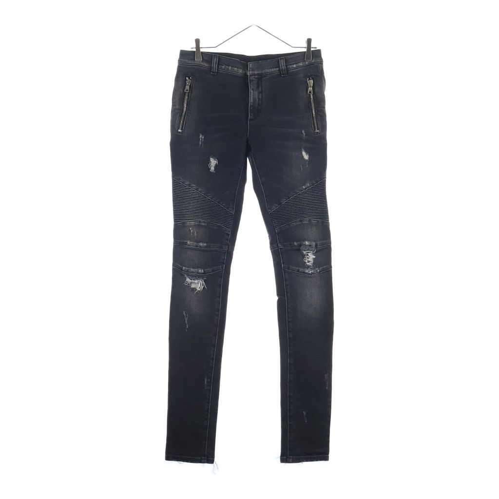 BALMAIN (バルマン) クラッシュ ダメージ加工 ストレッチ デニム パイ