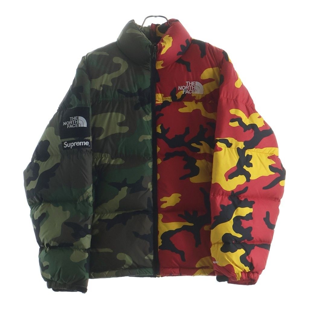 SUPREME (シュプリーム) 24SS × The North Face Split Nuptse Jacket Camo ザノースフェイス スプリットヌプシ ダウンジャケット カモフラ カーキ/レッド ND02400I