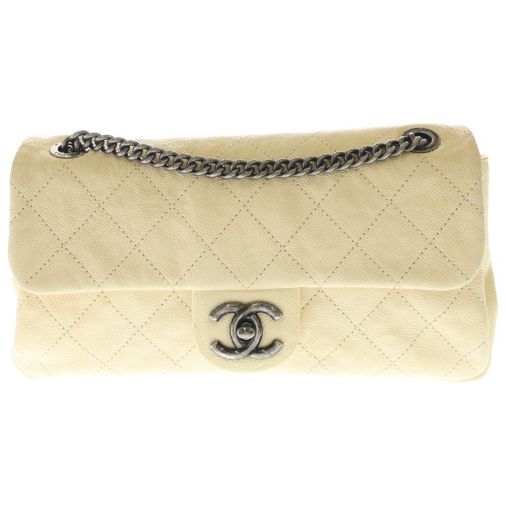 CHANEL (シャネル) マトラッセ インザミックス チェーンショルダーバッグ ベージュ キャビアスキン SV金具 15680357