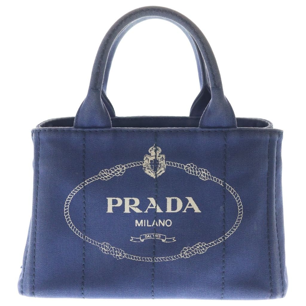 PRADA (プラダ) Canapa カナパ トライアングルロゴ キャンバスハンドバッグ ショルダーバッグ ネイビー 1BG439