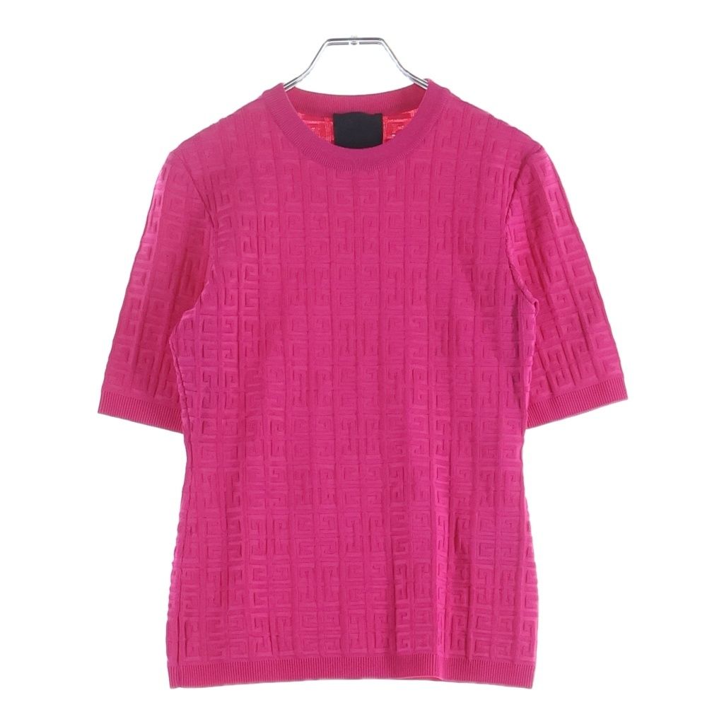 GIVENCHY (ジバンシィ) 総柄ロゴ 半袖ニット トップス ロゴ ピンク BW90D24ZA4 レディース