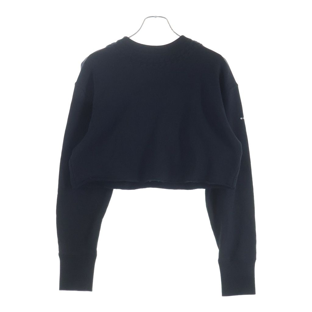 GIVENCHY (ジバンシィ) 袖ロゴプリント クロップド長袖スウェット トレーナー 切りっぱなし コットン ブラック BWJ0203Z4Z