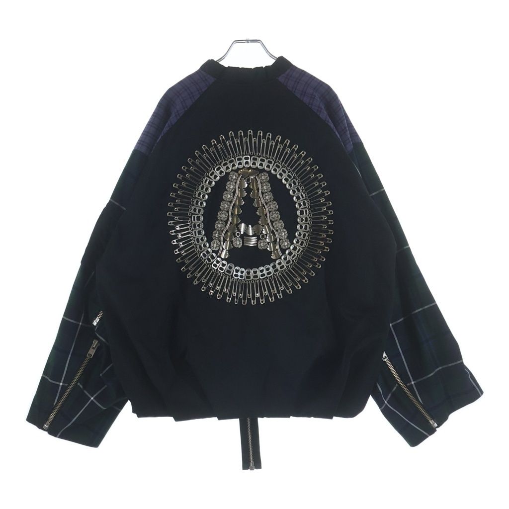KIDILL キディル 19SS PATCH MA-1 ダブルチェック バックデザイン フロントスカルロゴ ボンバージャケット ブルゾン ブラック KL340 KIDILL (キディル) 19SS PATCH MA-1 ダブルチェック バックデザイン