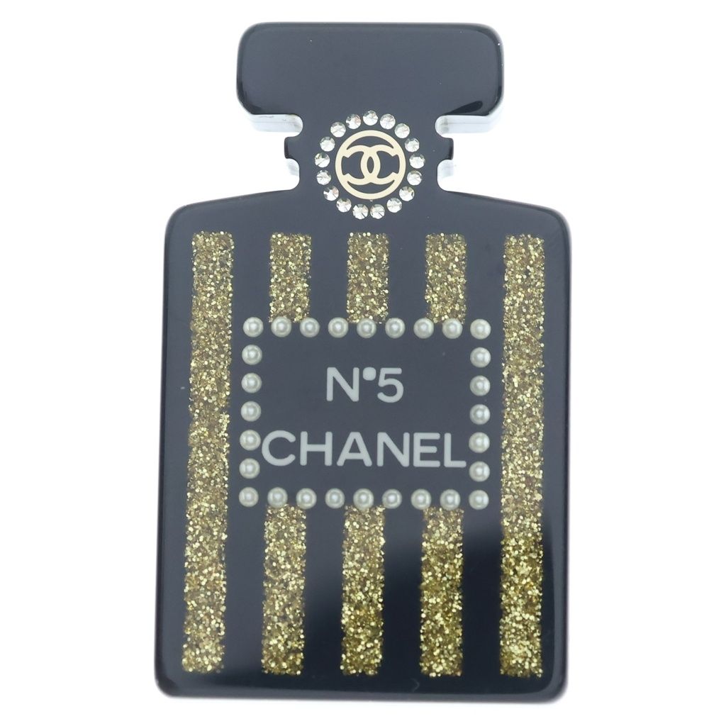 CHANEL (シャネル) No.5 香水 モチーフ ブローチ ピンバッジ ブラック×ゴールド
