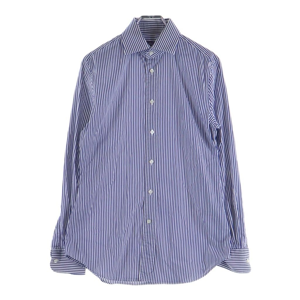 RALPH LAUREN PURPLE LABEL (ラルフローレン パープルレーベル) ストライプ柄 長袖シャツ レディース ホワイト.ブルー/
