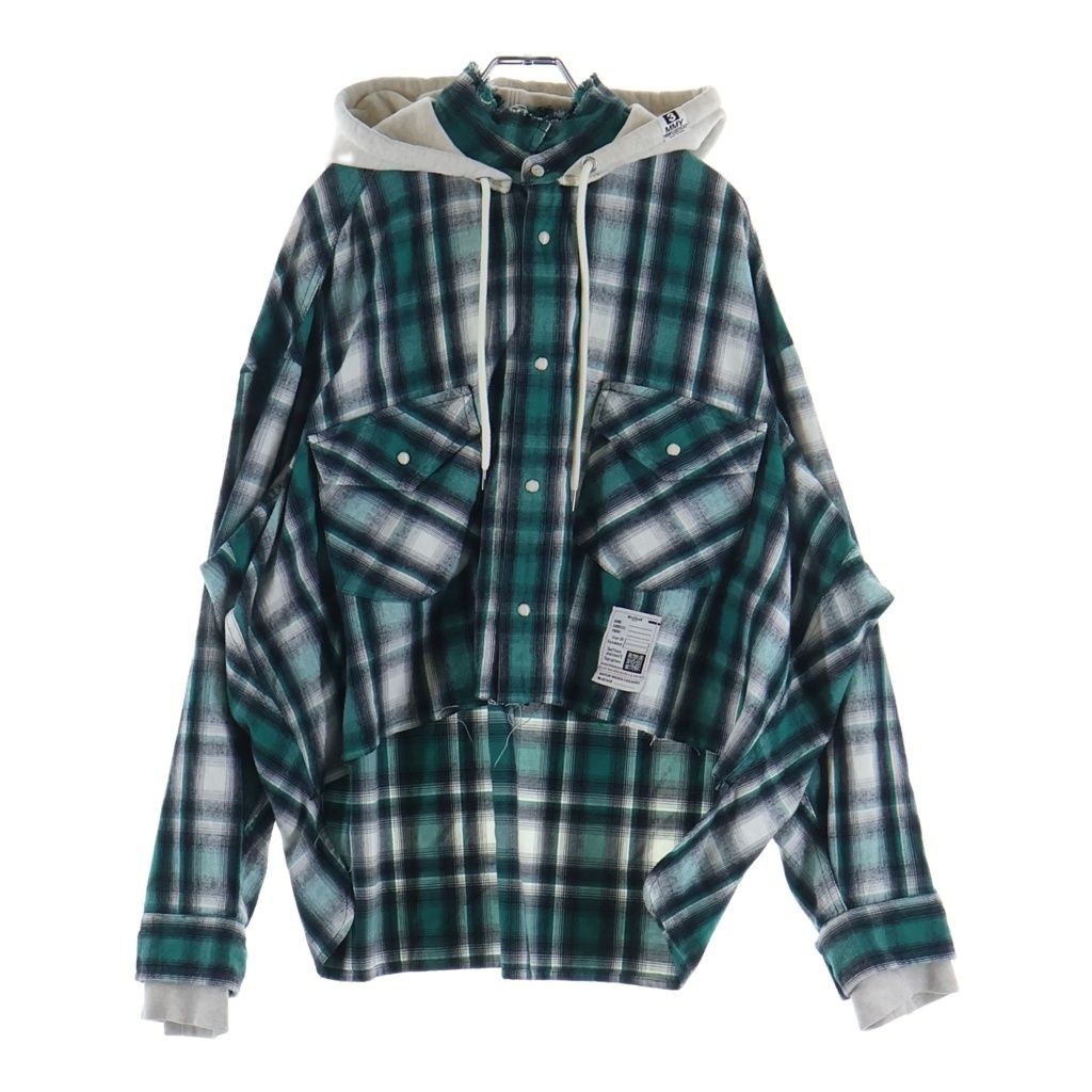MAISON MIHARAYASUHIRO (メゾンミハラヤスヒロ) 25AW HOODIES CHECK SHIRTS フードドッキング チェック 長袖シャツ グリーン K15SH421 29,244円