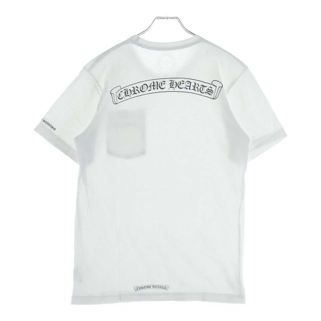 CHROME HEARTS (クロムハーツ) バックスクロールロゴプリント 半袖 クルーネック Tシャツ ホワイト
