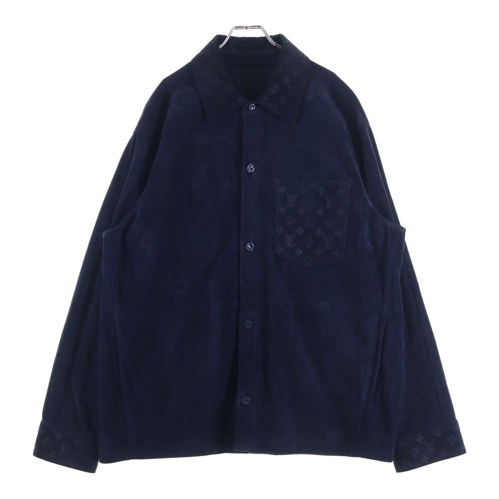 LOUIS VUITTON (ルイヴィトン) 23AW モノグラム型押し 切替 スエードレザー シャツジャケット ブルゾン ネイビー RM232Q ZA0 HPL40E