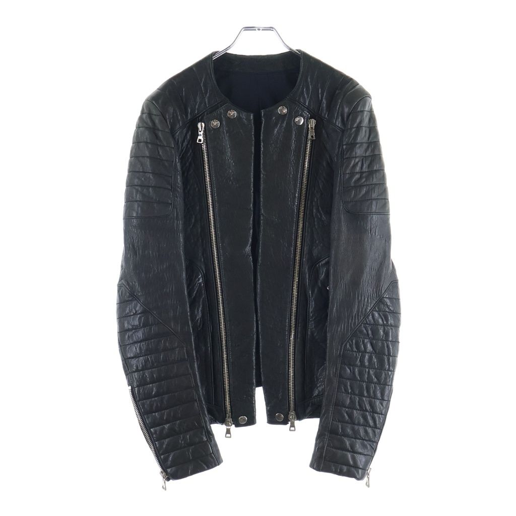 バルマンBalmain レースアップレザーバイカーライダースジャケット BALMAIN (バルマン) ラムスキン レザー バイカー ライダースジャケット