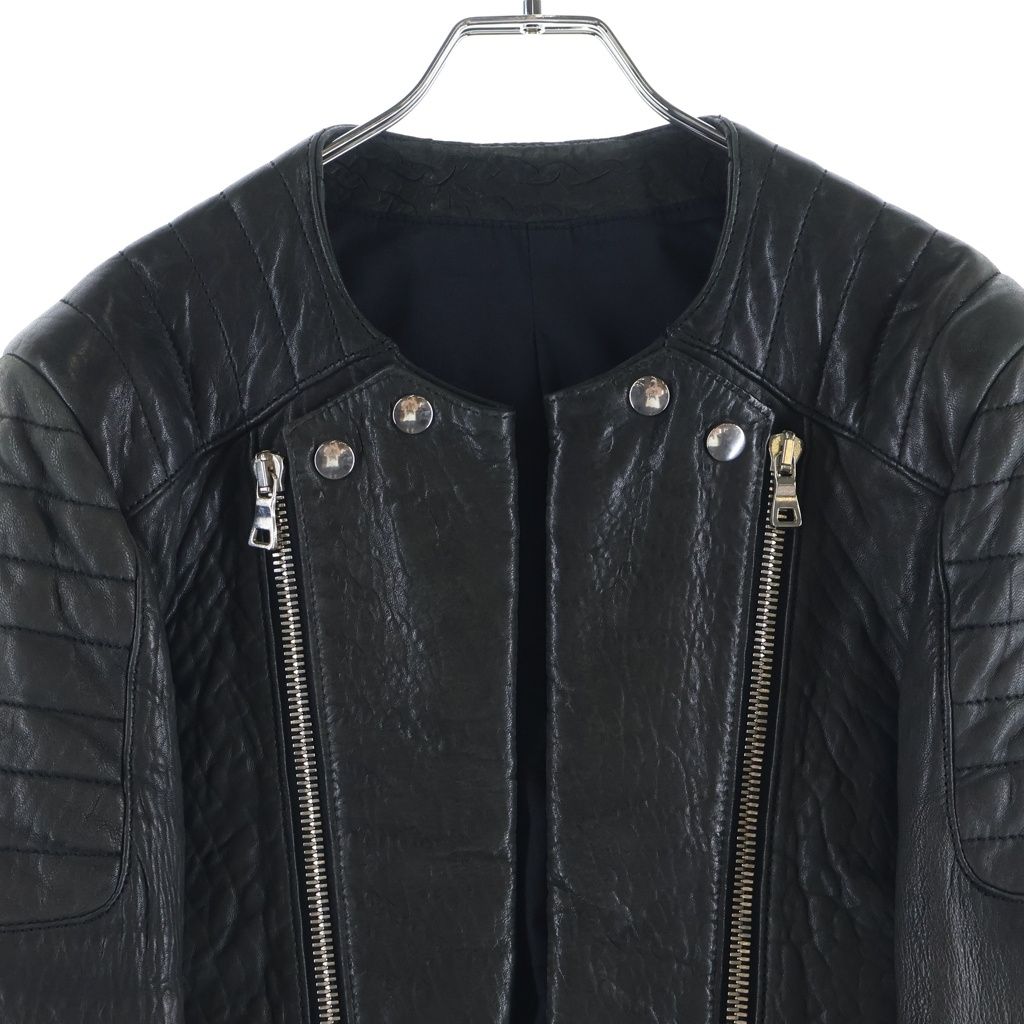 バルマンBalmain レースアップレザーバイカーライダースジャケット BALMAIN (バルマン) ラムスキン レザー バイカー ライダースジャケット