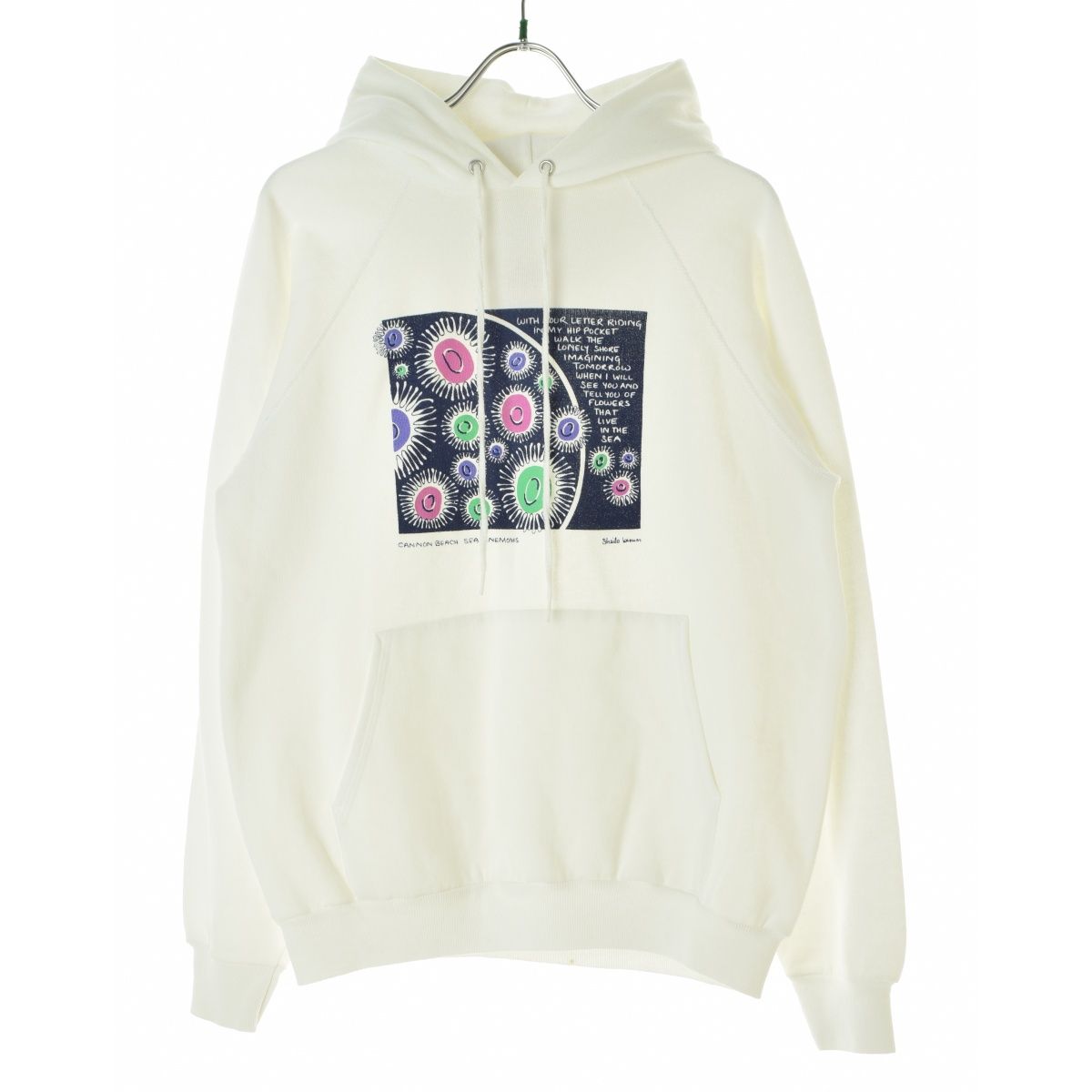 美品♪アメリカーナ テントライン ロゴデザインパーカー ゆったり ラグラン HANE'S】80s USA製 CANNON BEACH SEA ANEMONES ラグランスウェット