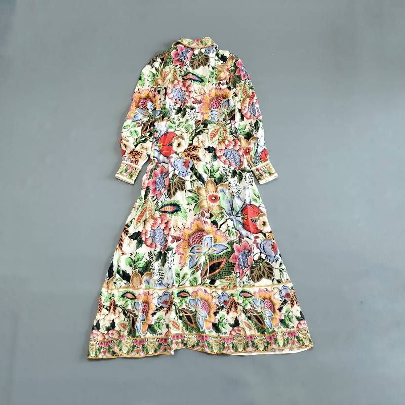 エトロ　ETRO　フローラル柄 七分袖 ワンピース ETRO エトロ フラワープリントマキシシャツドレス マルチカラー 総柄