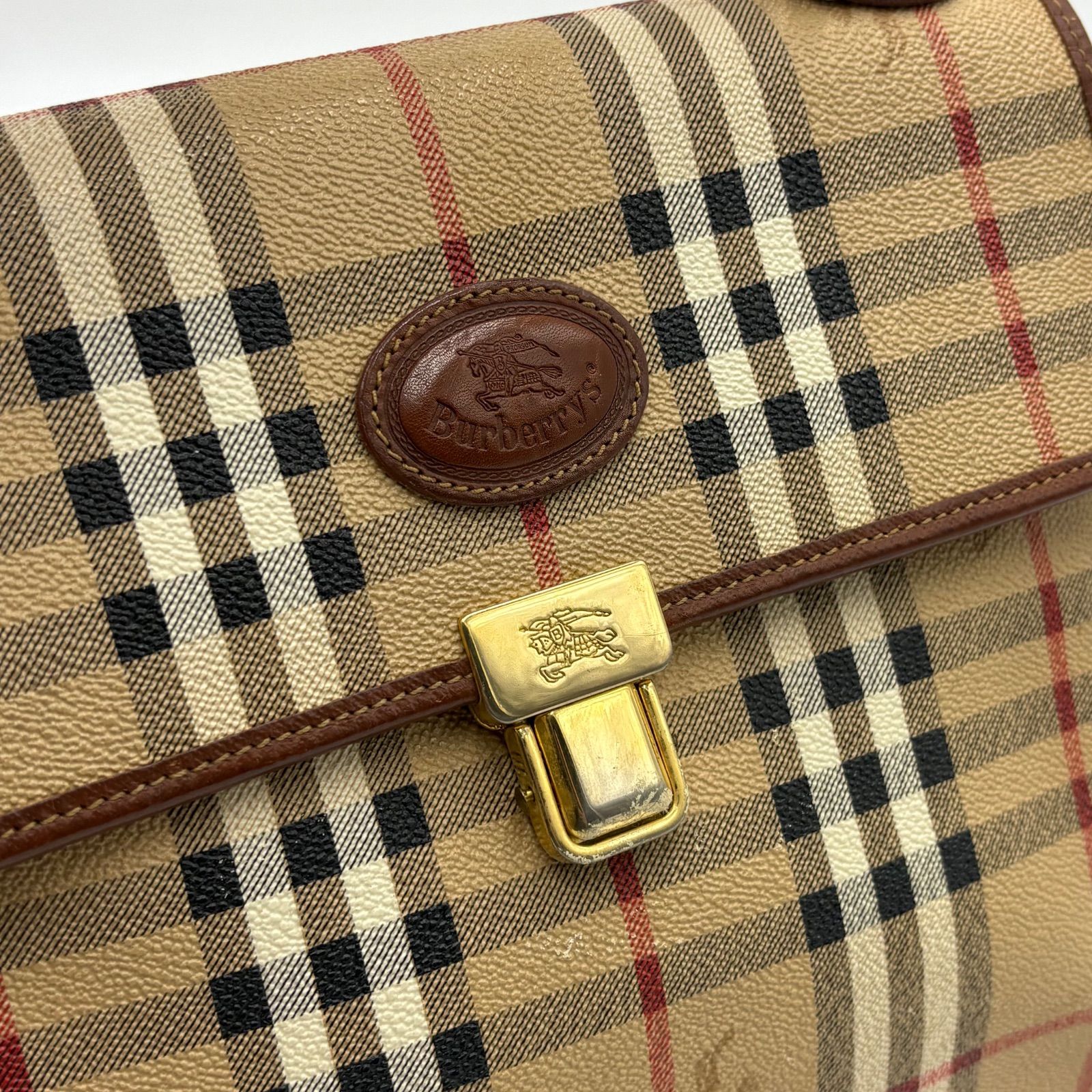 Burberry バーバリー ノヴァチェック ゴールド金具 ハンドバッグ PVC