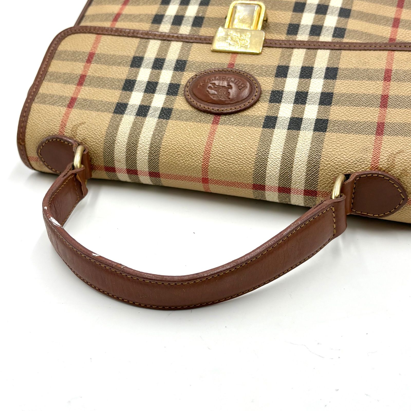 【レア】 バーバリーズ バニティバッグ ノバチェック ゴールド金具 PVC Burberry バーバリー ノヴァチェック ゴールド金具 ハンドバッグ PVC