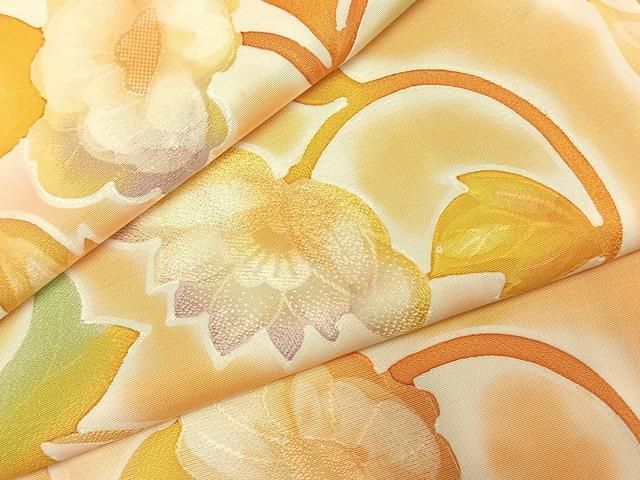 平和屋着物●上質な小紋 地紋起こし 花唐草文 正絹 逸品 AABI9458fy