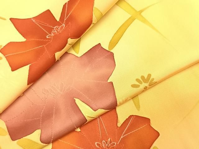 平和屋着物●上質な小紋　地紋起こし　草花文　正絹　逸品　AABI9460fy