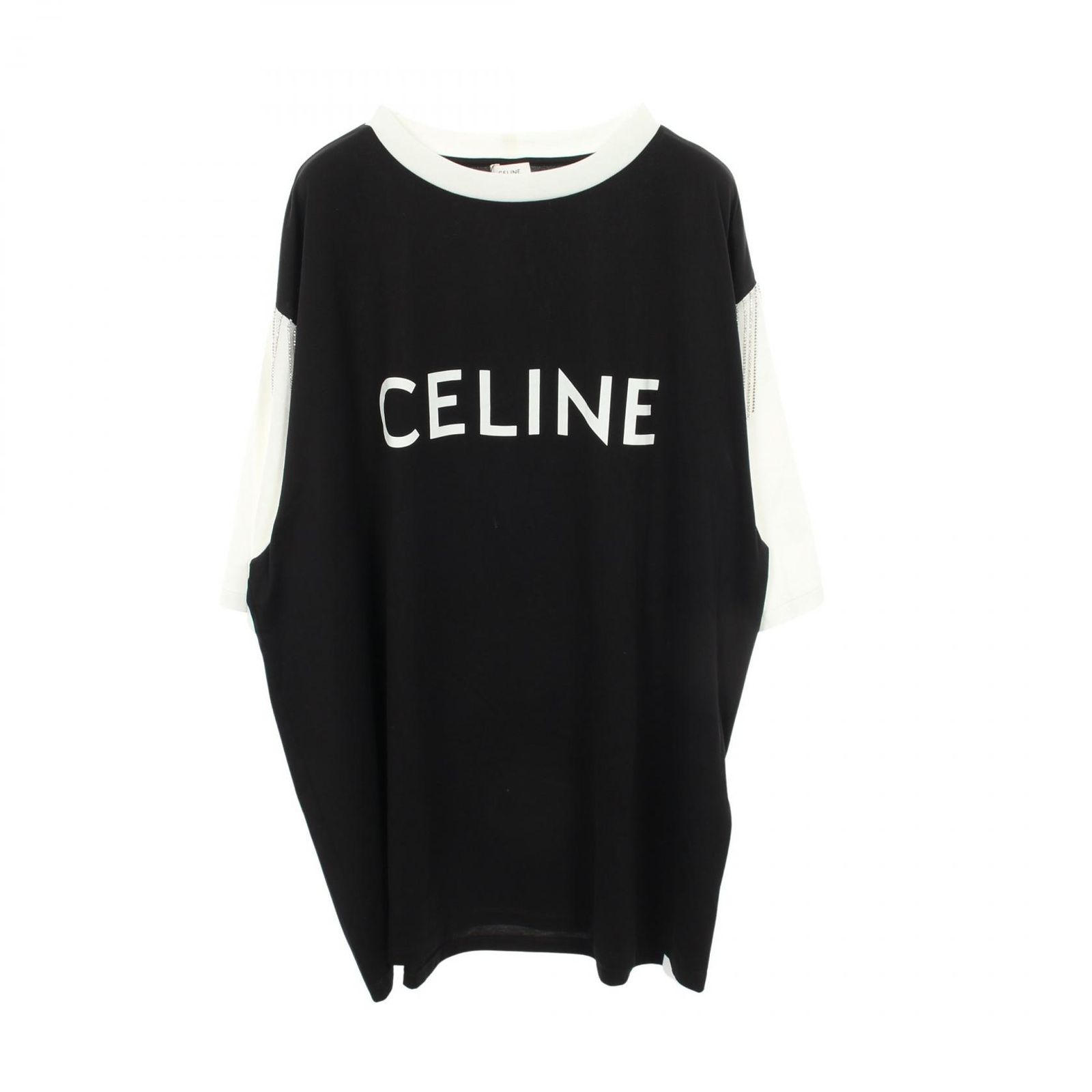 CELINE セリーヌ ロゴプリント メタルフリンジ 半袖Tシャツ