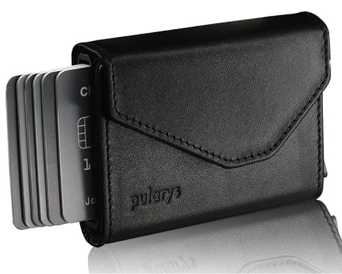【本革の贅沢 手のひらサイズで驚異の収納力】pularys(プラリーズ) コンパクト財布 ミニ財布 財布 ミニウォレット メンズ RAVEN RFID wallet (Black)pms