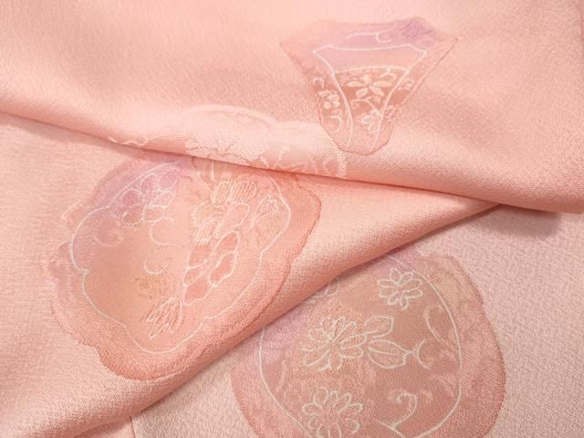 平和屋着物●上質な小紋　地紋起こし　絵皿陶器花文　正絹　逸品　CABH9877ut
