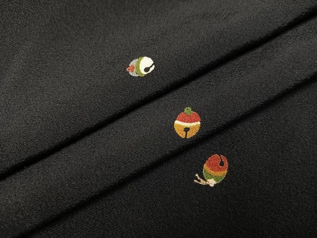 平和屋着物●上質な小紋　鈴　黒地　正絹　逸品　AABJ8488ph
