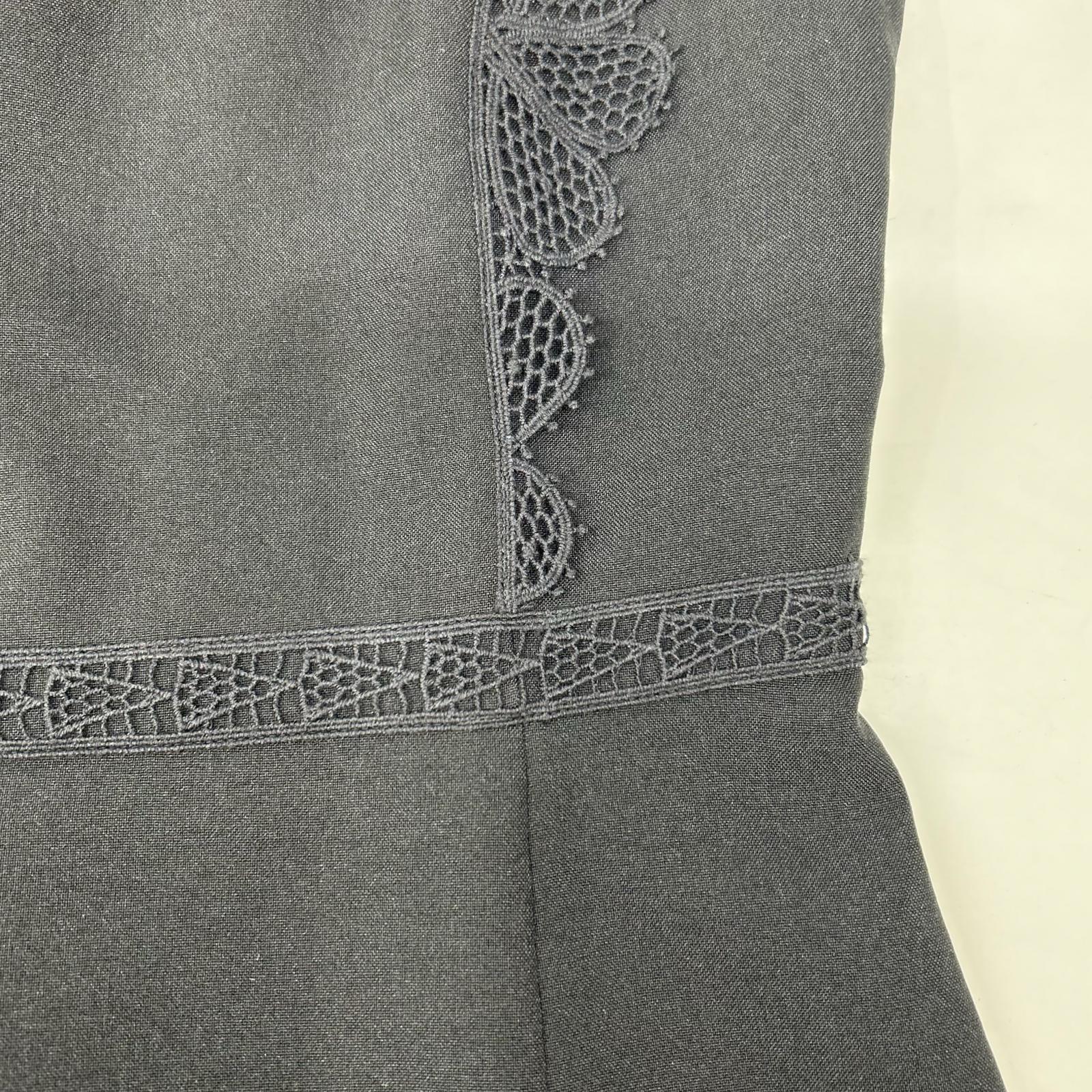 美品　essence of ANAYI レースワンピース36 ANAYI アナイ ブラック ポリエステル レースデザインノースリーブ