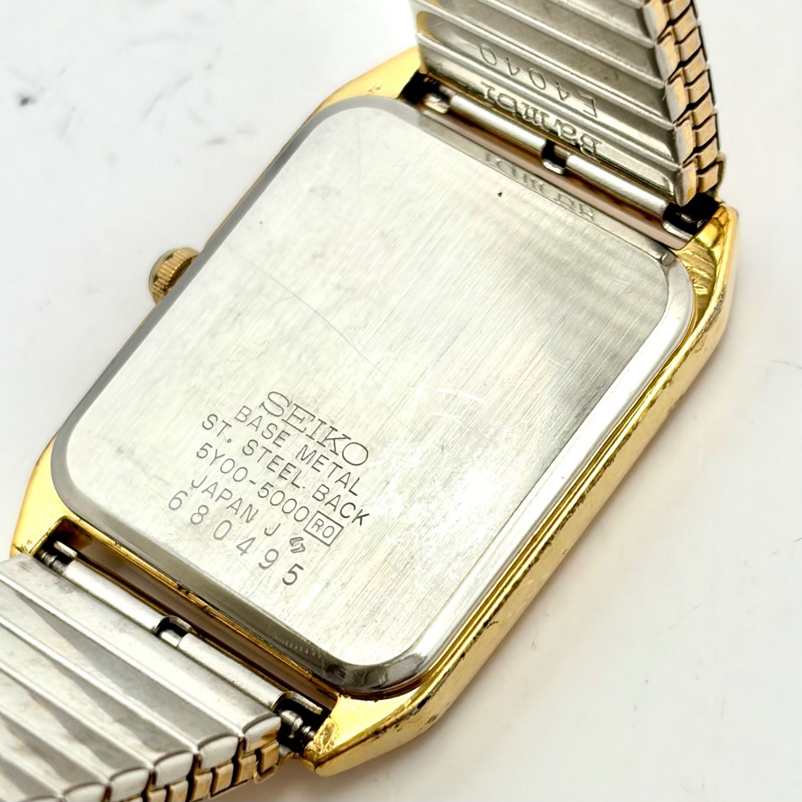 美品【稼働/電池交換】SEIKO メンズ腕時計 タンク レクタンギュラー 新品電池 稼働 SEIKO レクタンギュラー メンズ QZ腕時計 グリーン 適格