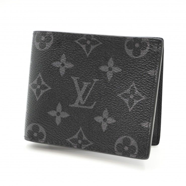 LOUIS VUITTON（ルイ・ヴィトン）ポルトフォイユ・ミュルティプル 二つ折り財布 モノグラム・エクリプス キャンバス ブラック メンズ M61695【中古】