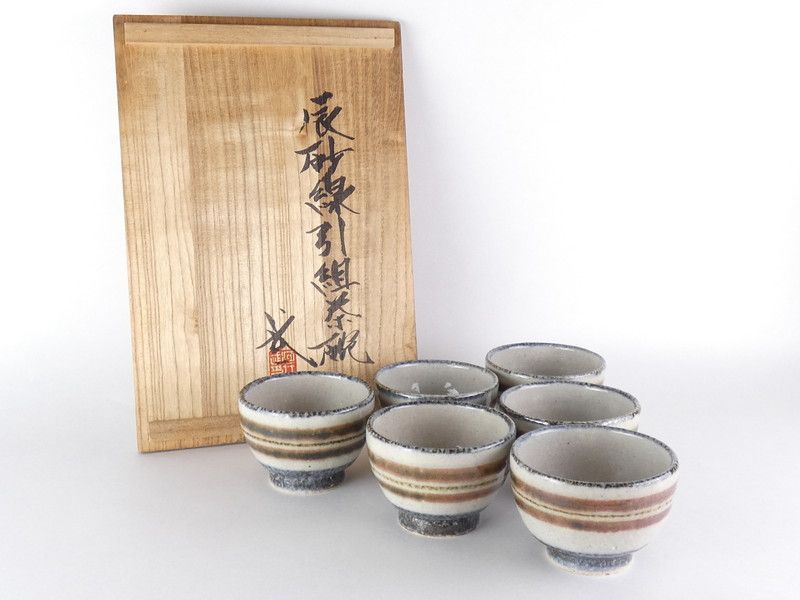 茶道具 河井武一 辰砂茶碗 共箱 真作保証(叔父 河井寛次郎)(ZE937) 河井武一「辰砂線引組茶碗」共箱 保証品 茶道具 /K(K-4) - メルカリ