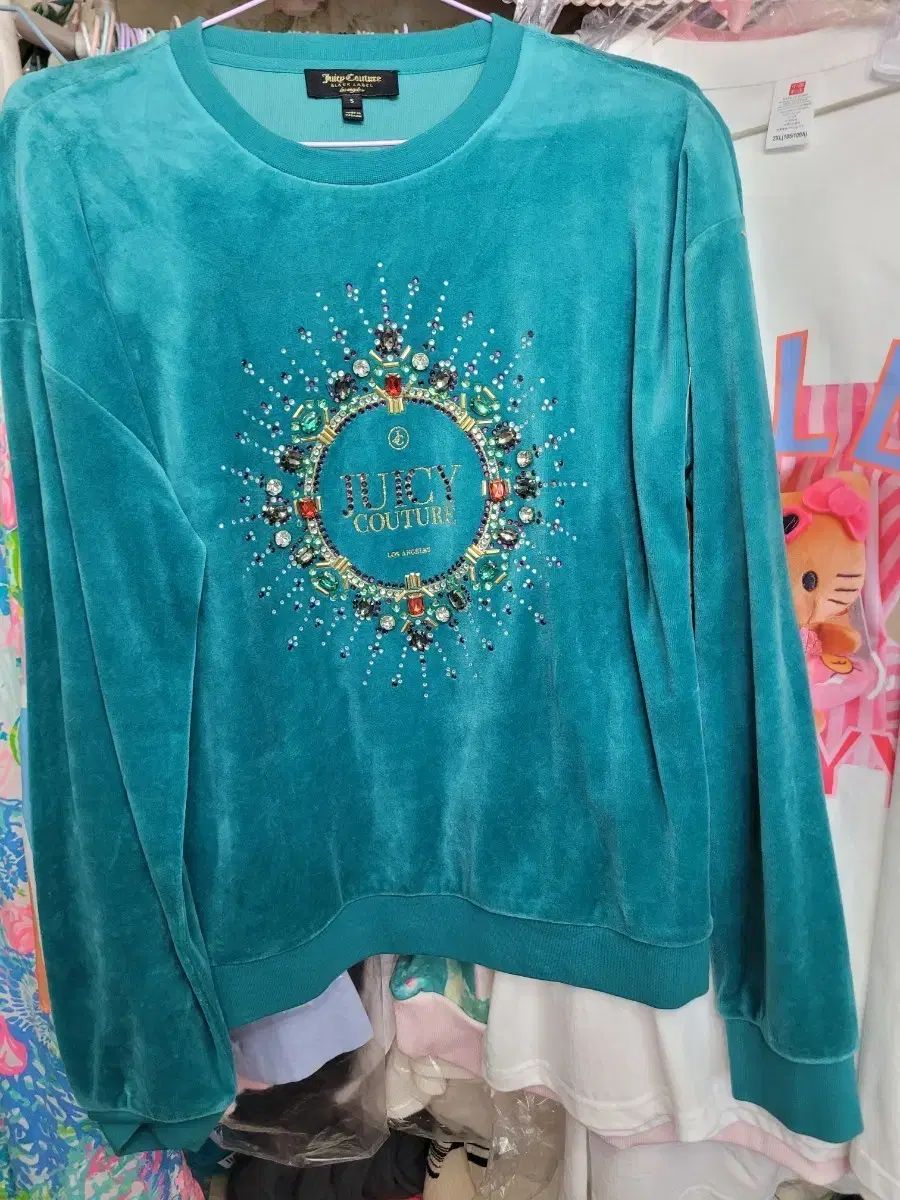 JUICY COUTURE ジューシークチュール ベロア スウェット Tシャツ ターコイズ S