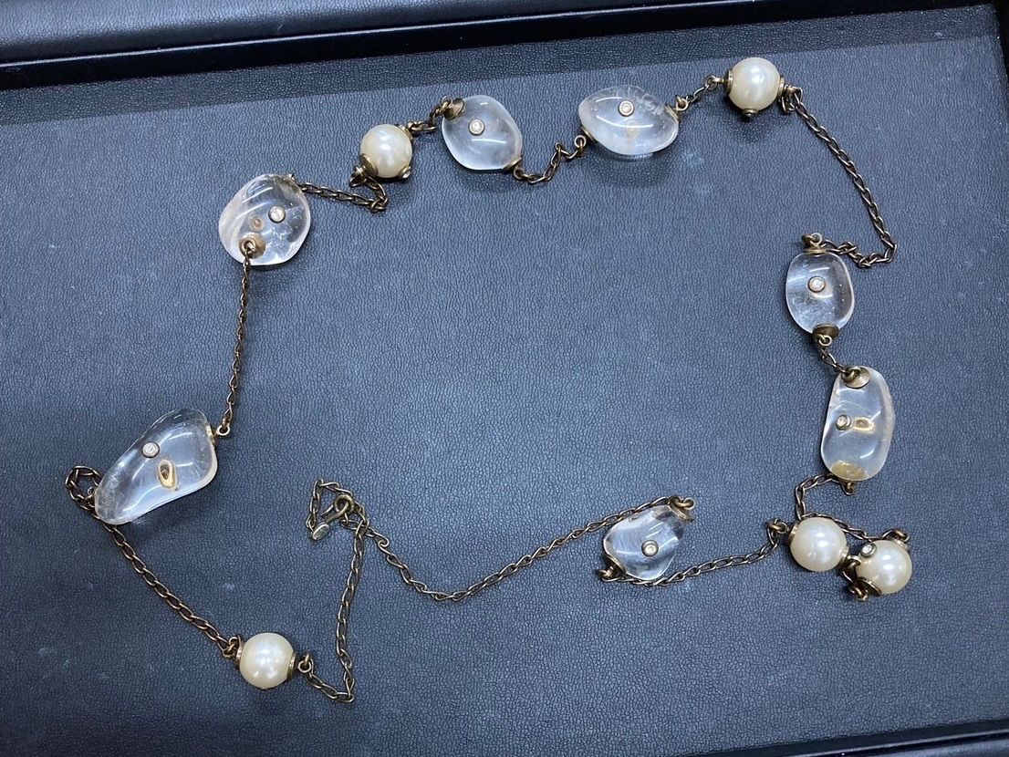 CHANEL シャネル 97A パール クリアストーン 変形クリアパーツ ロング