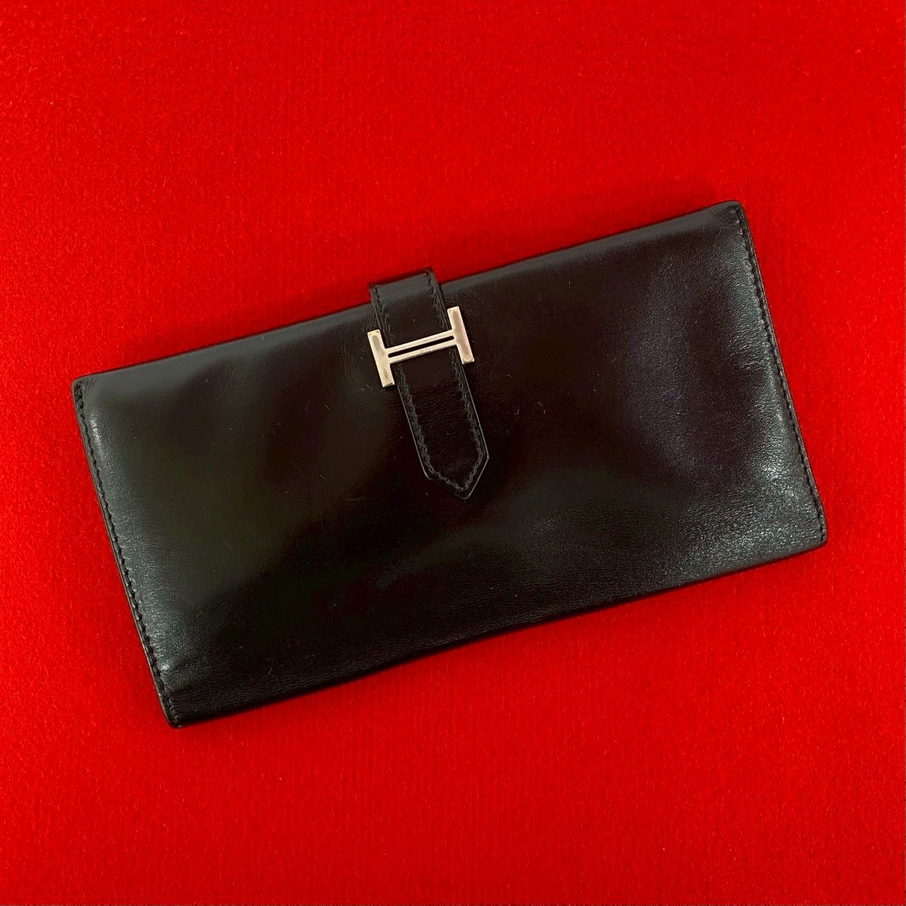 極 美品 希少品 □F 刻印 HERMES エルメス ベアン ボックスカーフ 長