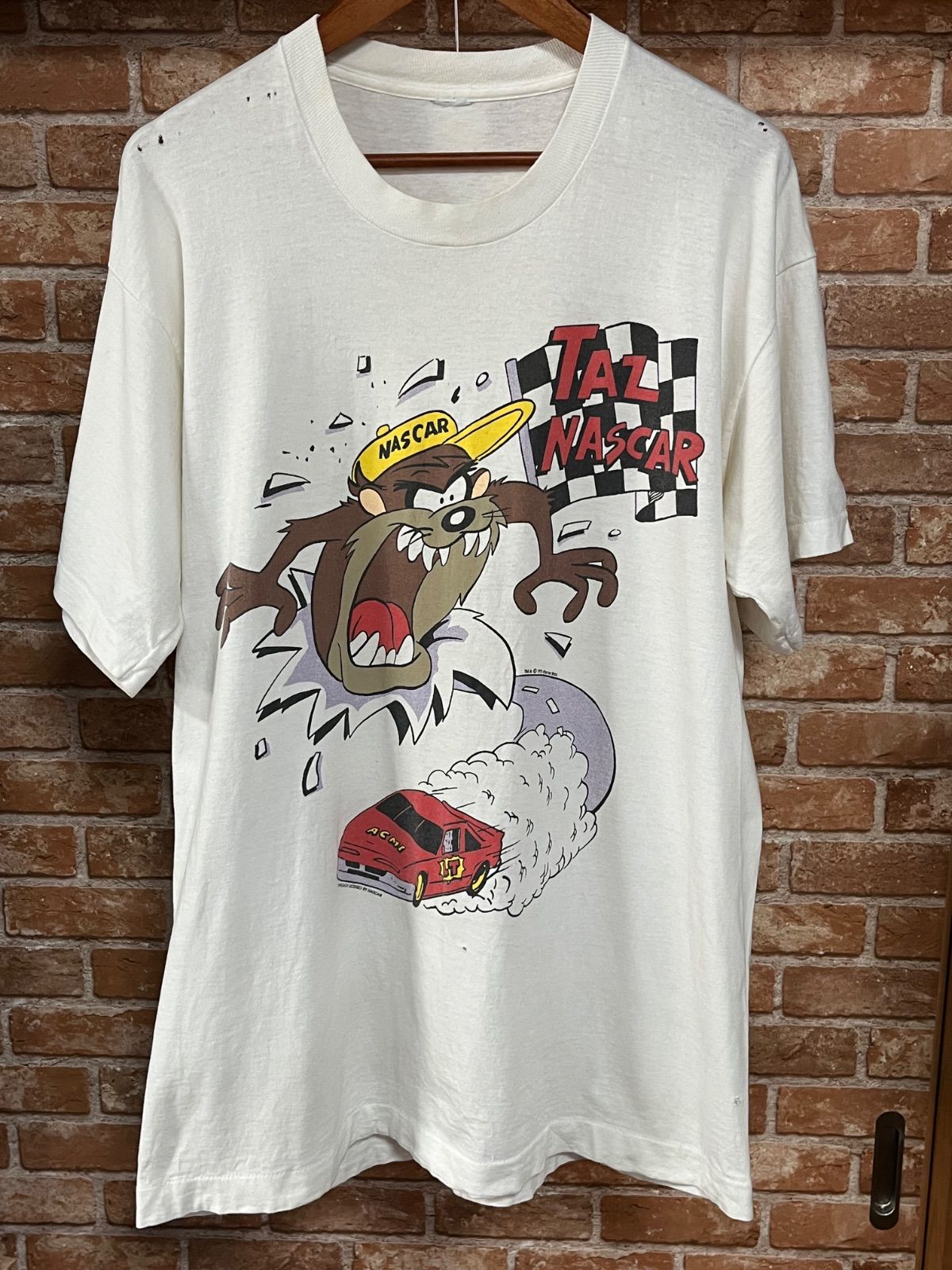 90s Tasmanian Devil タズマニアン・デビル Tシャツ 1993 シングルステッチ NASCAR ナスカー　コラボ　タズ　ロゴ　ルーニー・テューンズ