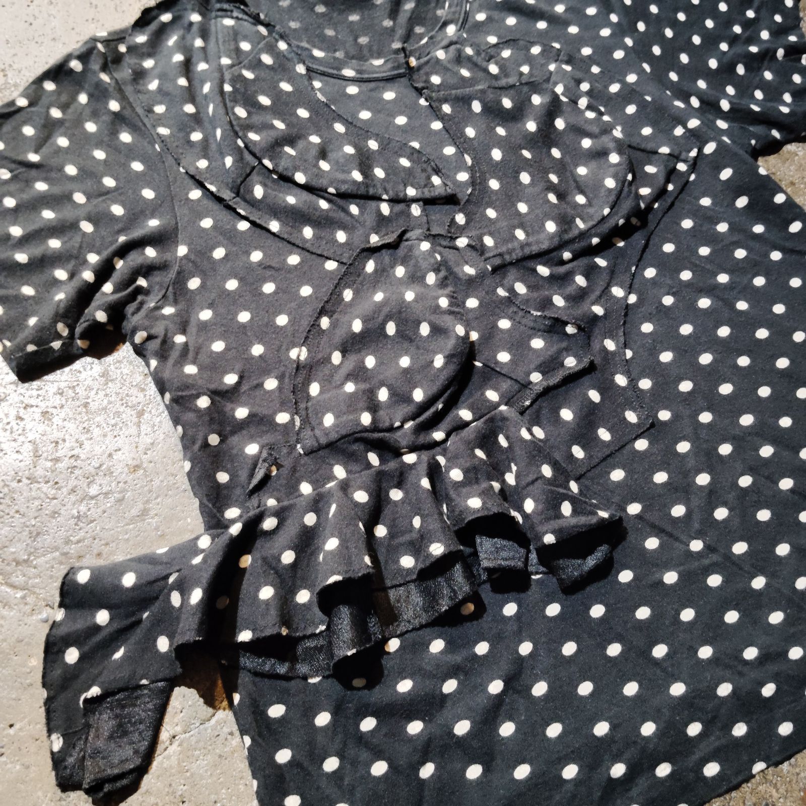 COMME des GARCONS 10ss ポルカドットパッチワークフリルカットソー