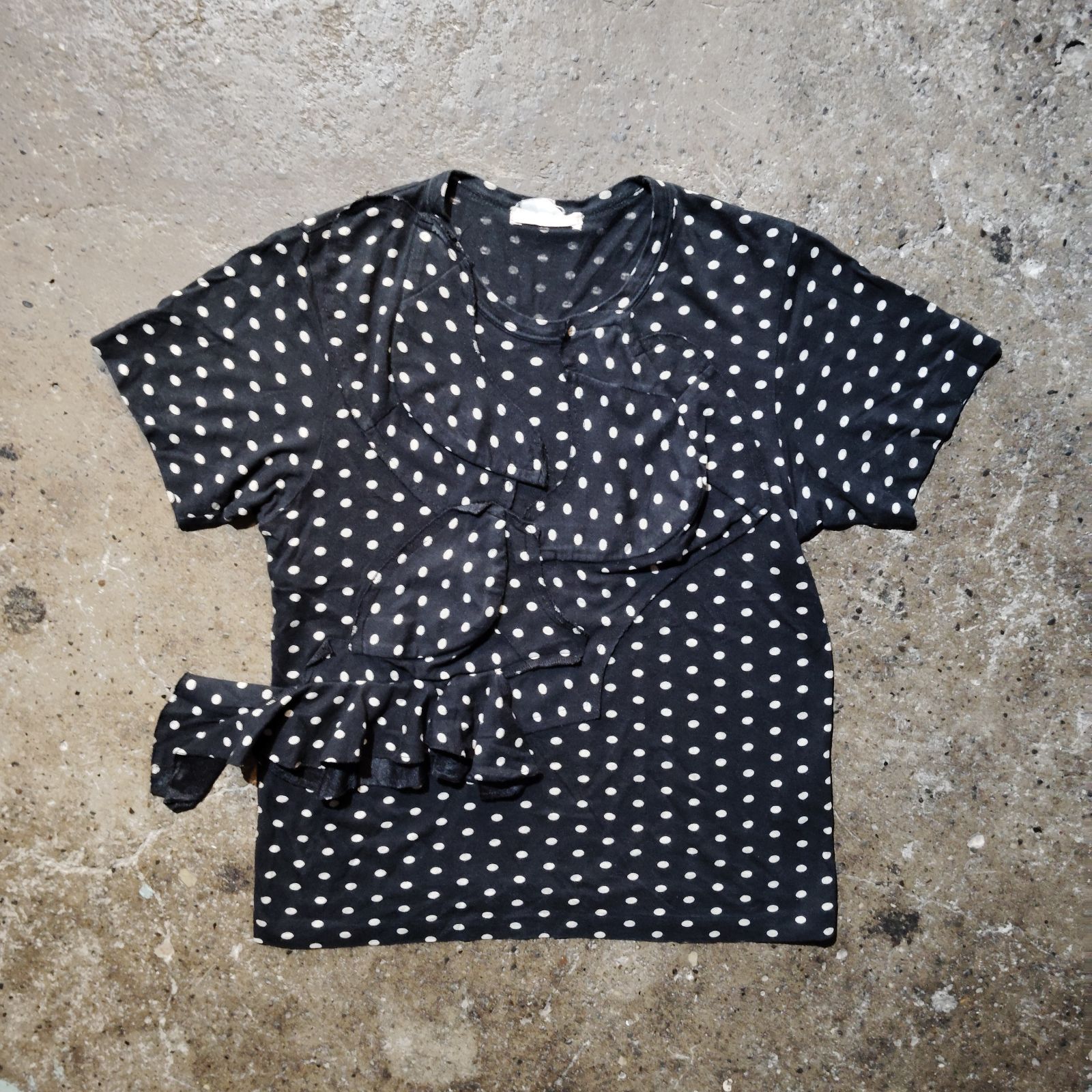 COMME des GARCONS 10ss ポルカドットパッチワークフリルカットソー