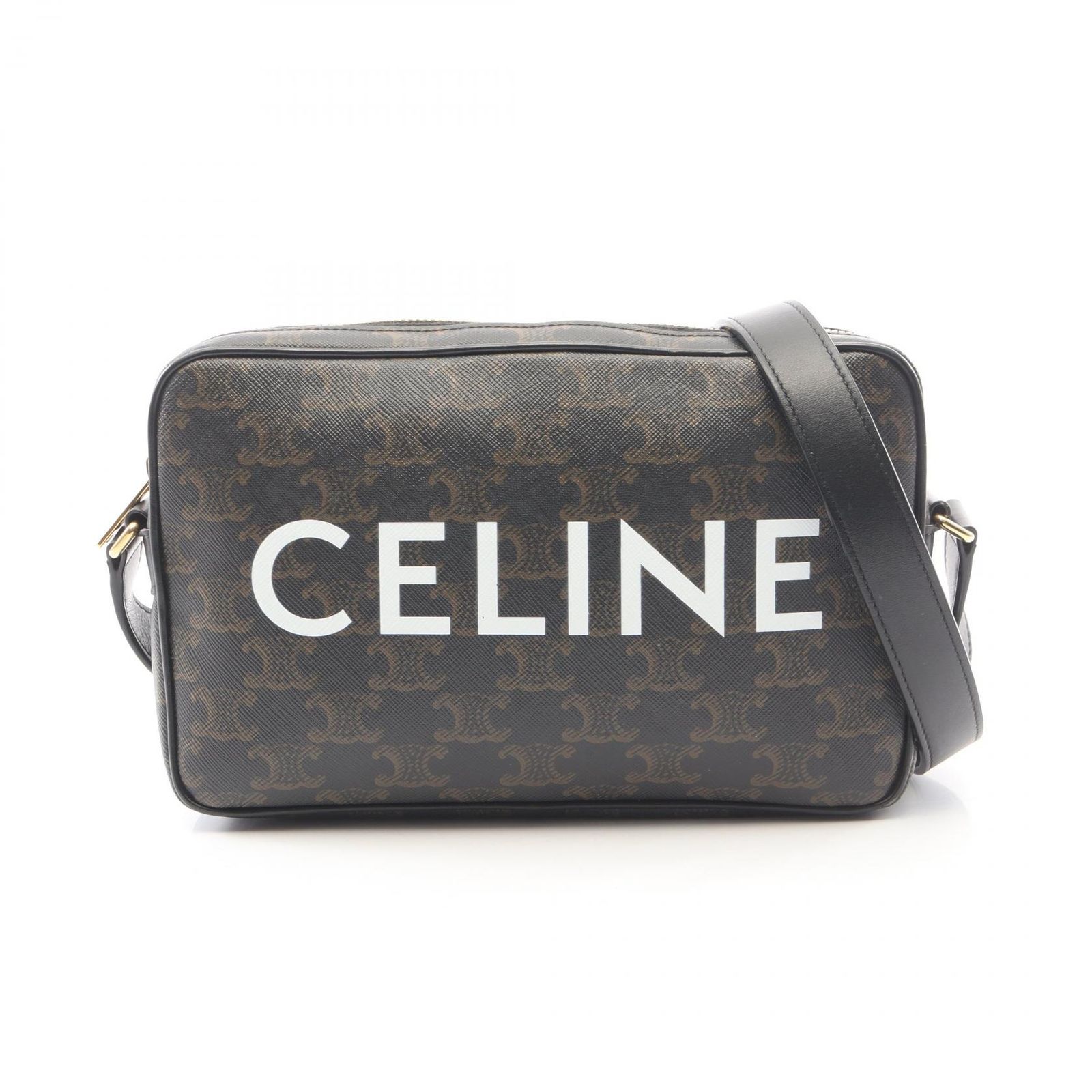 セリーヌ CELINE ショルダーバッグ トリオンフ ミディアム メッセンジャーバッグ 194502CIM ブラウン/ブラック PVCコーティングキャンバス レザー トリオンフ ミディアム メッセンジャーバッグ