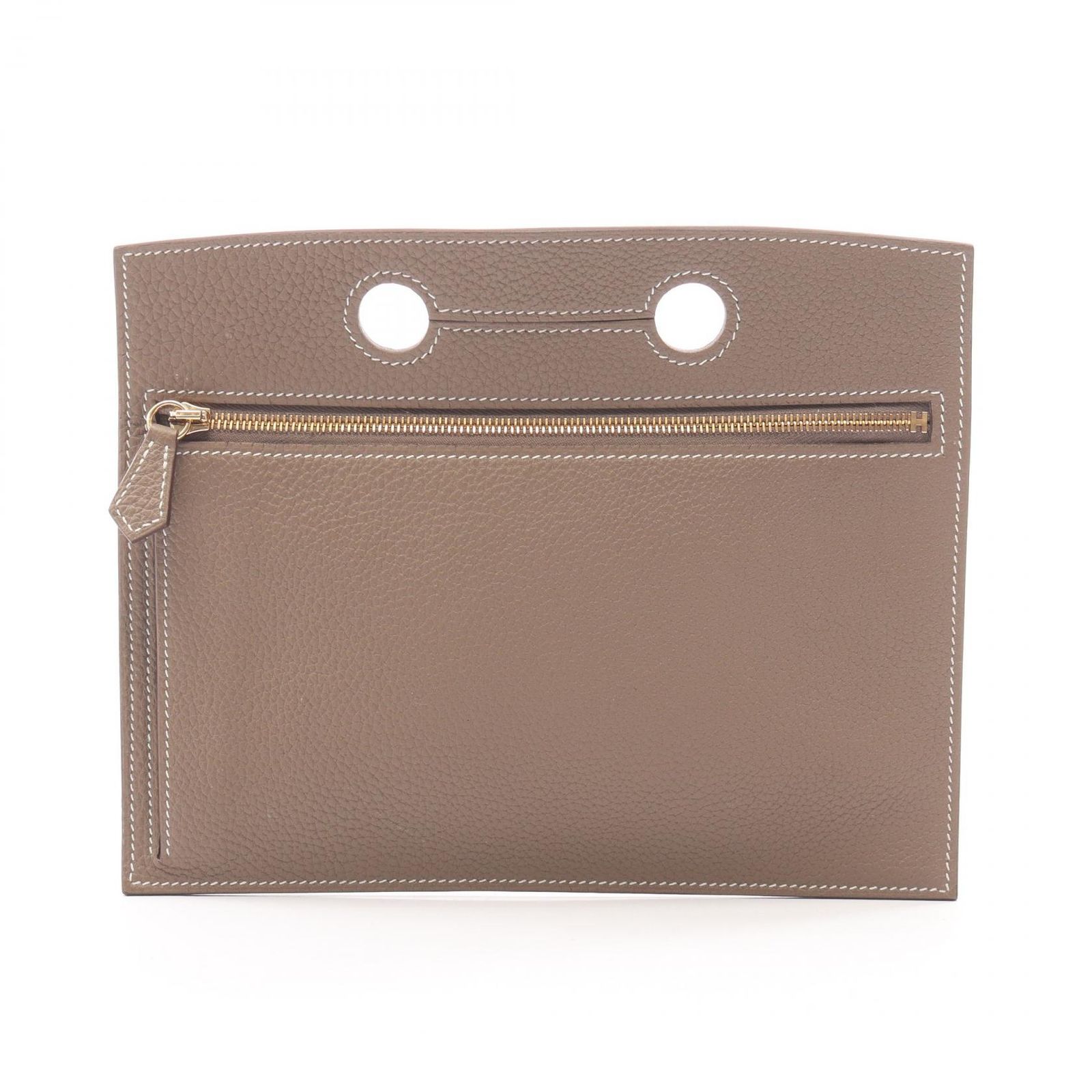 エルメス HERMES ポーチ バックポケット エトゥープ レザー バックポケット ポーチ エトゥープ レディース Used A