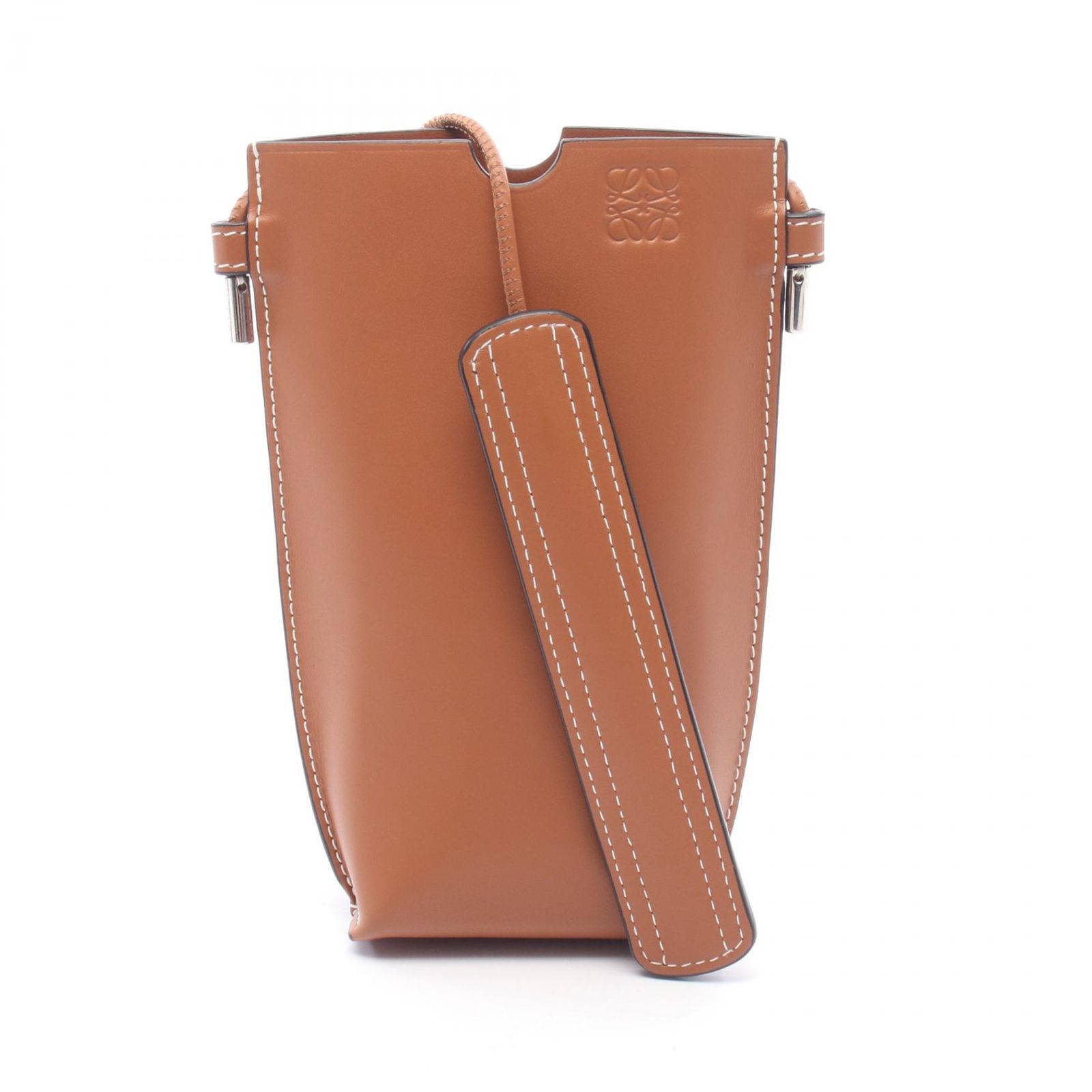 ロエベ LOEWE ショルダーバッグ GATE POCKET ゲートポケット ブラウン レザー ゲートポケット レディース Used A