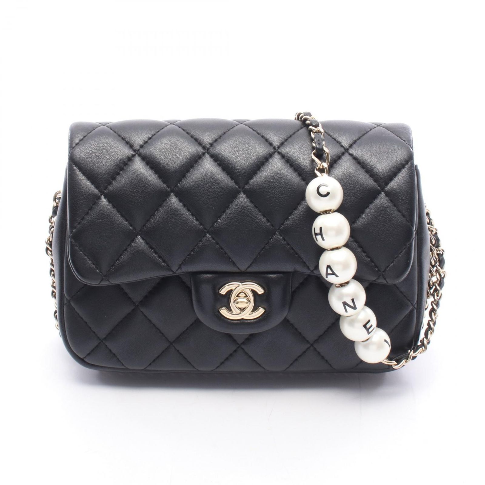 シャネル CHANEL ショルダーバッグ マトラッセ スモールフラップ AS1436 ブラック レザー マトラッセ スモールフラップ チェーンショルダー レディース Used B