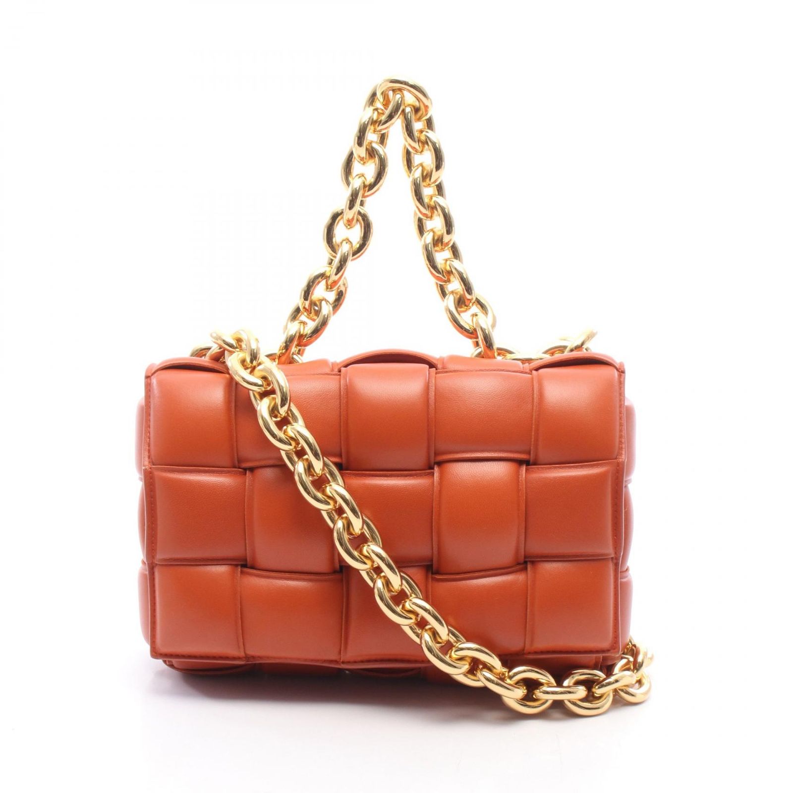 ボッテガヴェネタ BOTTEGA VENETA ショルダーバッグ ザ チェーン カセット 631421 オレンジ レザー ザ チェーン カセット レディース Used A
